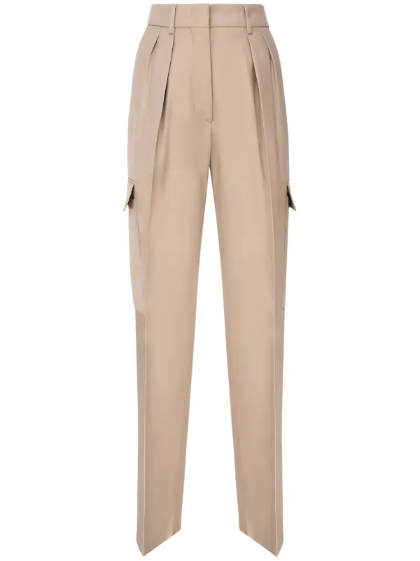 Sportmax Pleat-detail Cargo Trousers in Neutrals