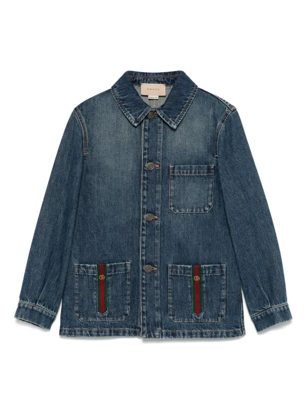 Gucci Kids Web stripe Jacket Blue FARFETCH IE