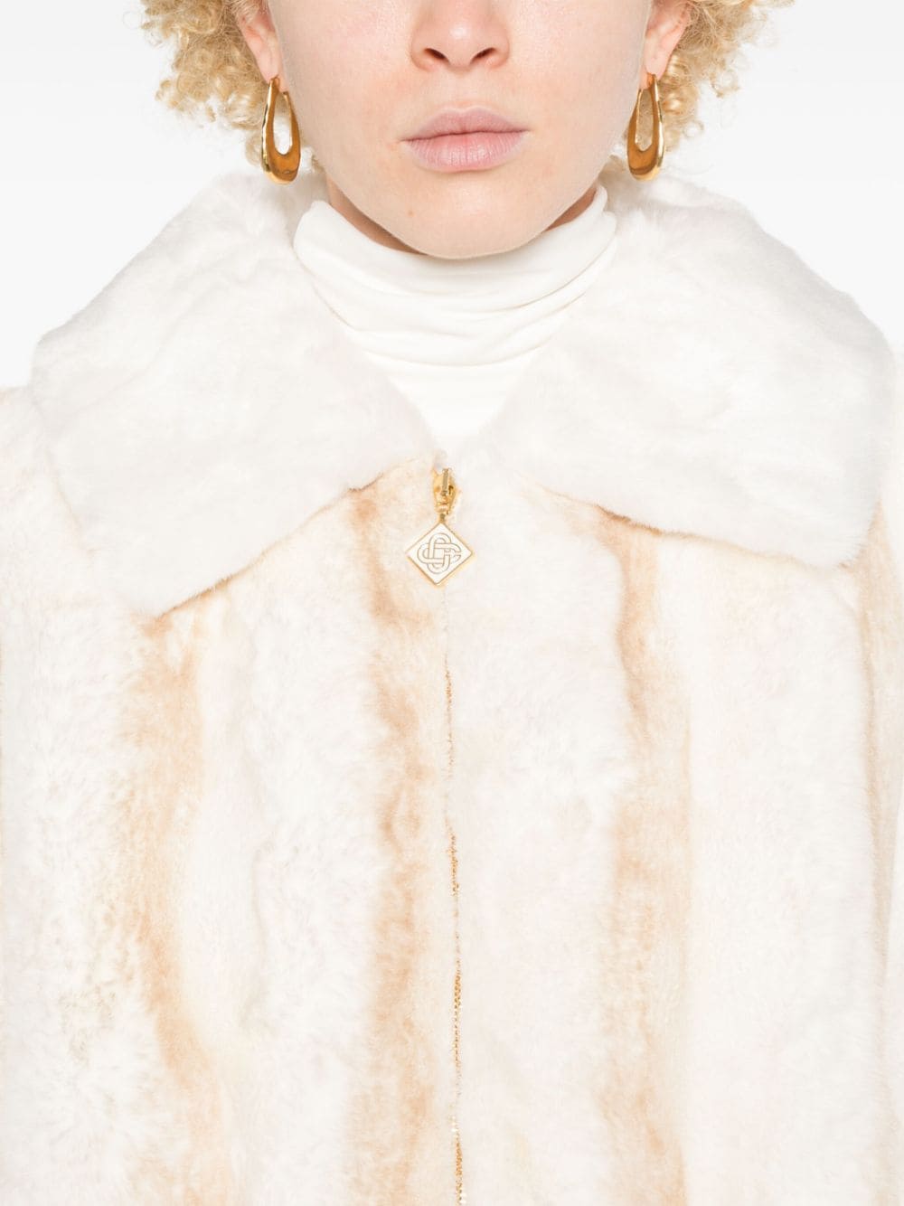 Shop Casablanca Faux-fur Jacket In White