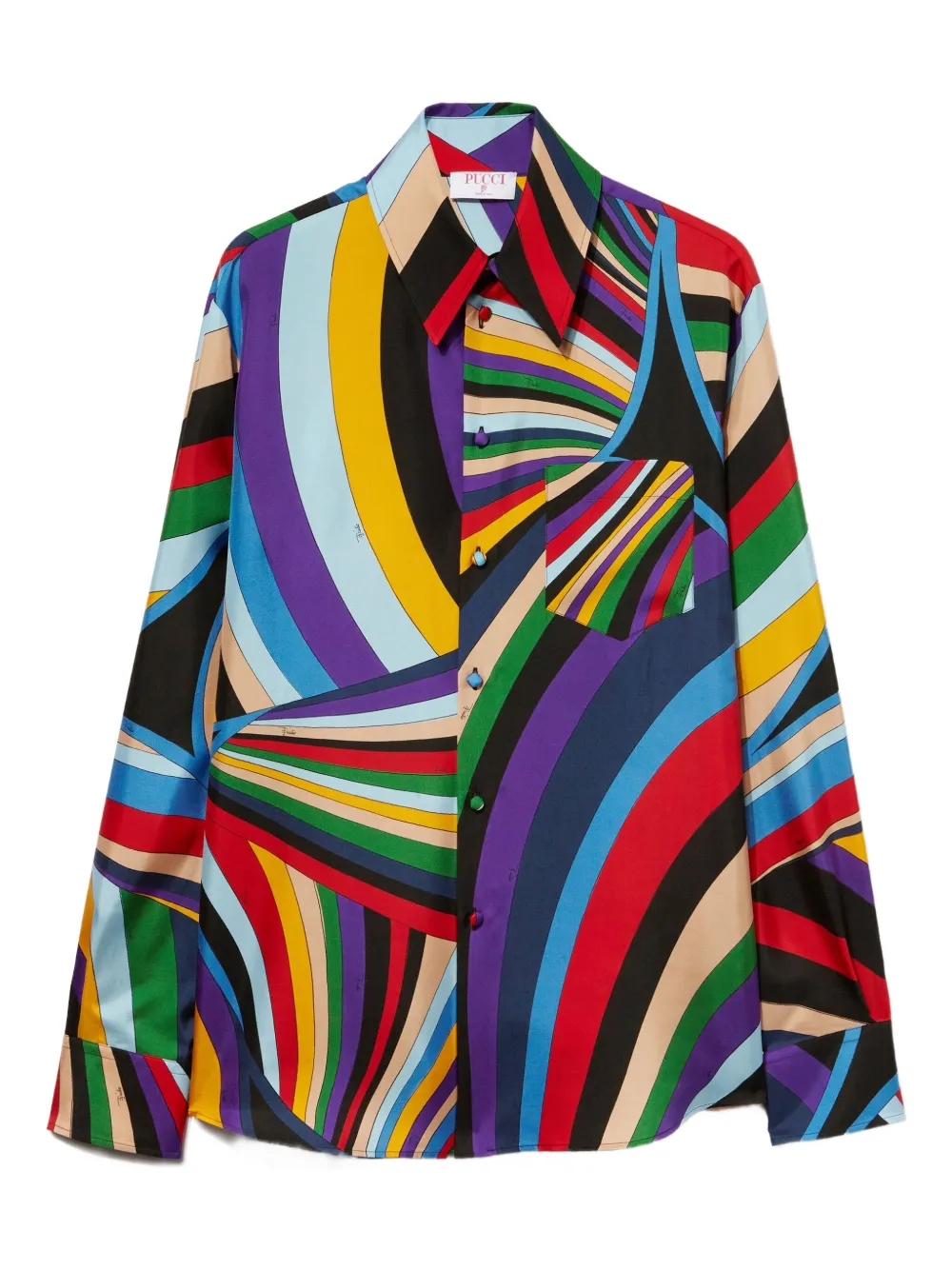 PUCCI Iride-print silk shirt | Red | Image 1