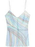 PUCCI Iride-print silk-twill top - Blue