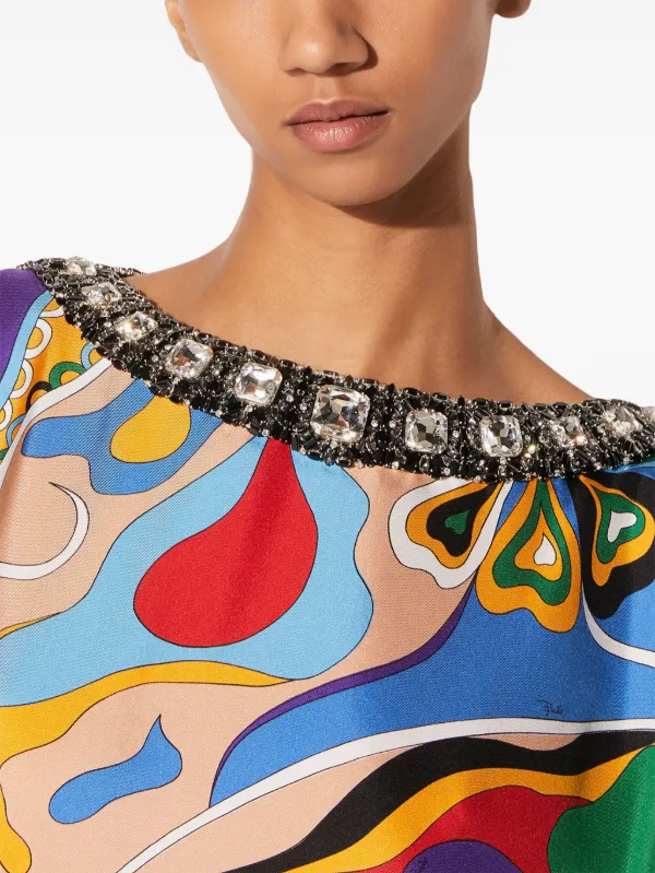 PUCCI Orchidee-print Silk Kaftan | Blue | FARFETCH