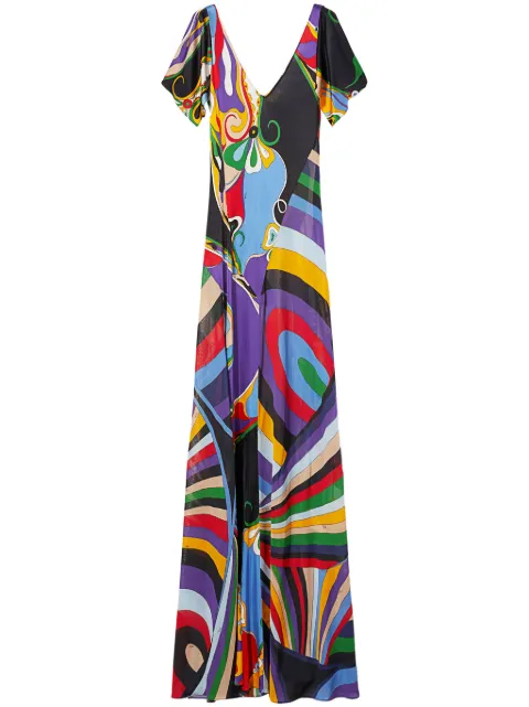 PUCCI vestido largo con estampado Orchidee y Iride