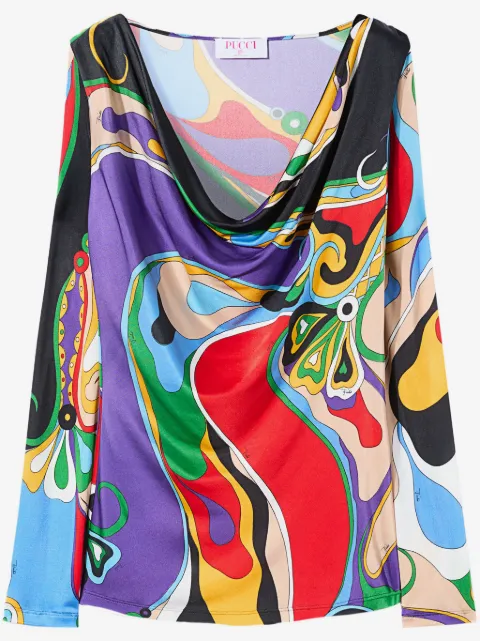 PUCCI cowl-neck abstract print blouse