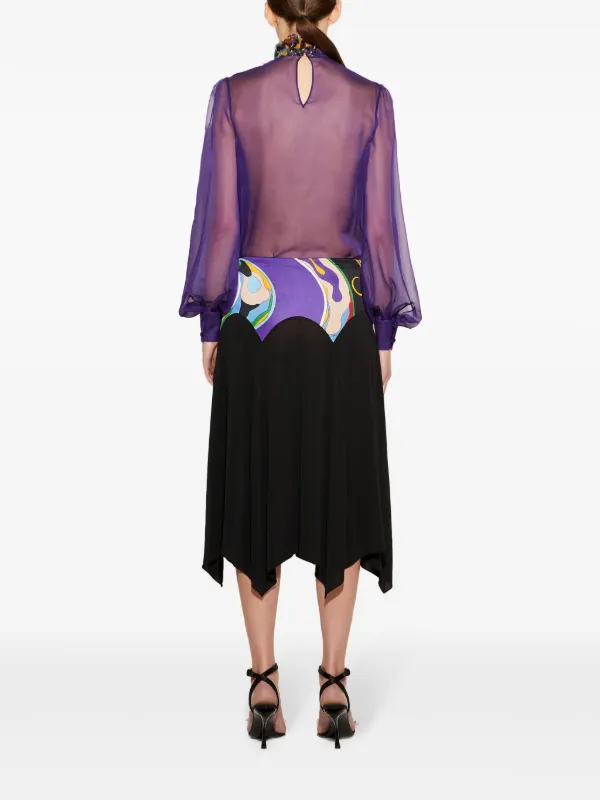 PUCCI Orchidee-print Detail Midi Skirt | Black | FARFETCH