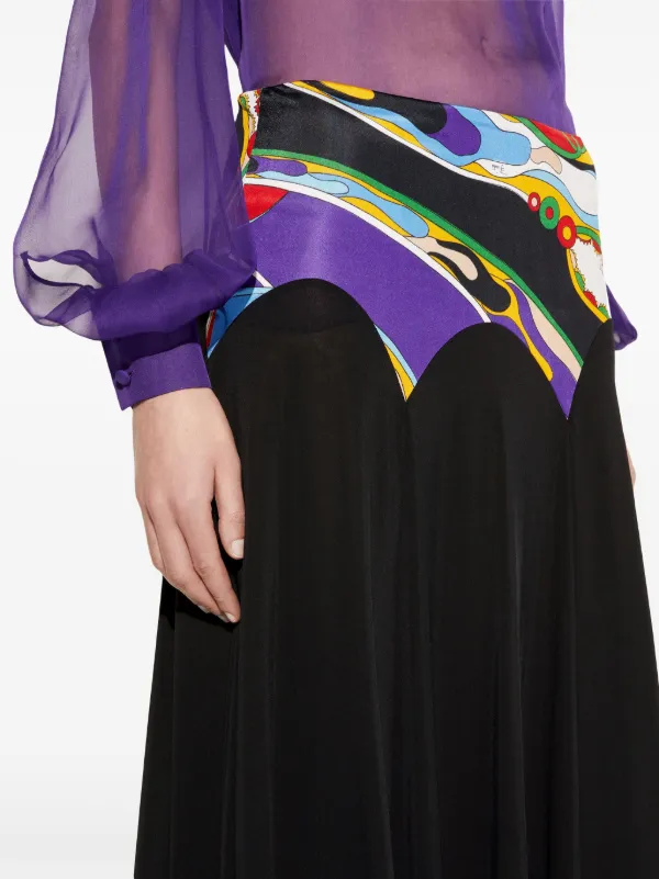 PUCCI Orchidee-print Detail Midi Skirt | Black | FARFETCH