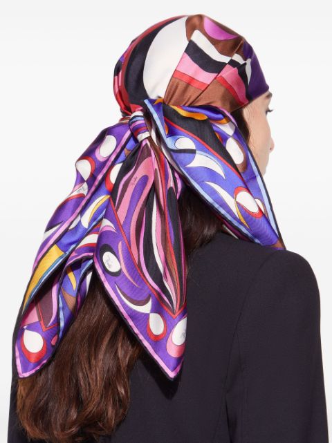 large Orchidee-print silk scarf