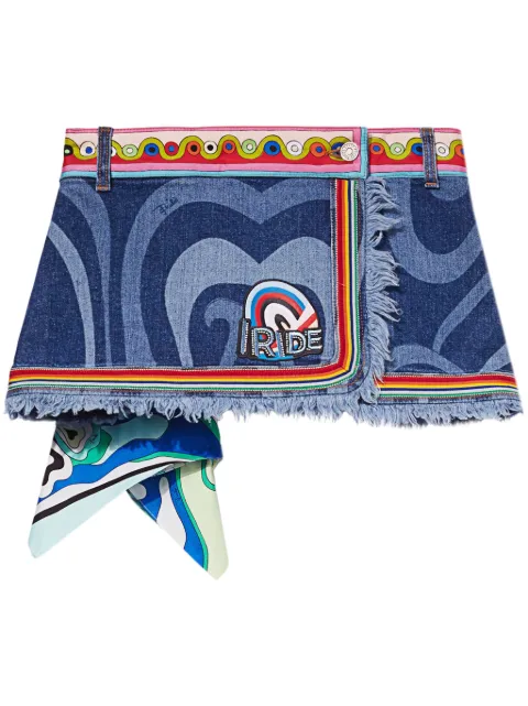 PUCCI Marmo-print denim skirt