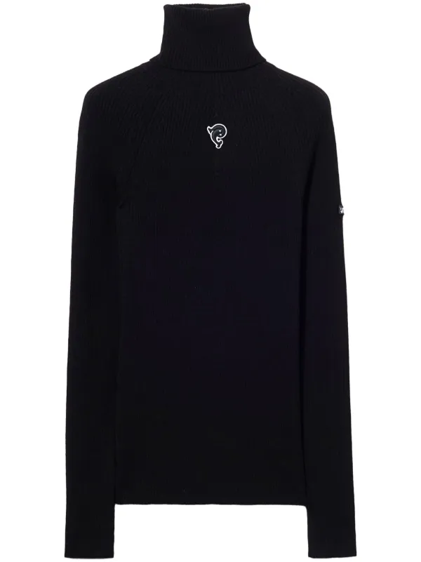 Pucci Logo-appliqué Roll-neck Sweater in Black