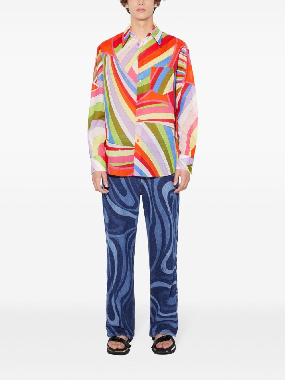 PUCCI Iride-print cotton shirt - Rood