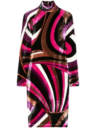 PUCCI Iride-print Velvet Mini Dress | Pink | FARFETCH