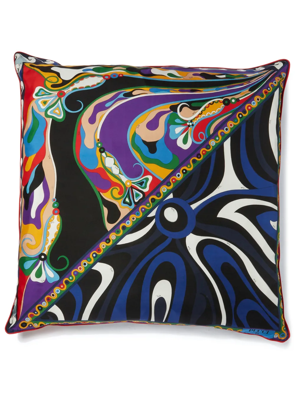 PUCCI coussin en soie à imprimé patchwork | vert | Image 1