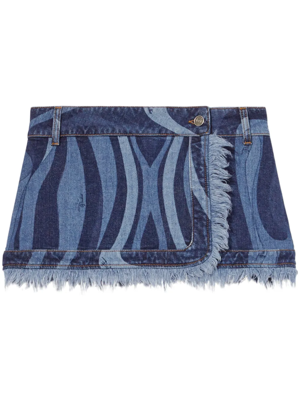 Marmo-print denim mini skirt