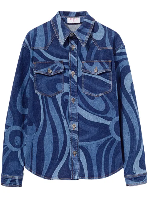 PUCCI camisa de mezclilla con estampado Marmo