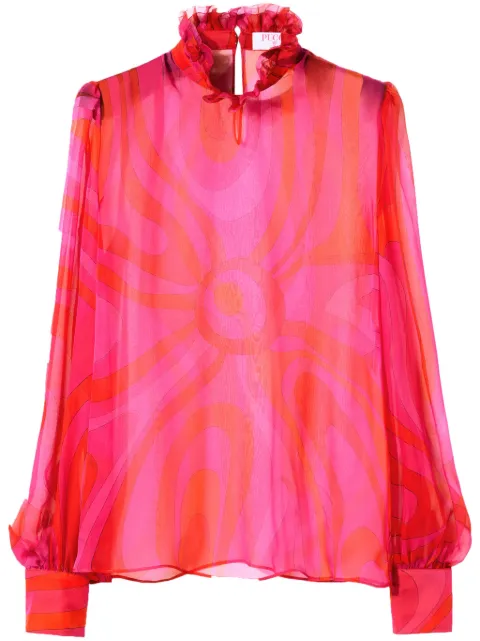 PUCCI semi-sheer silk chiffon blouse