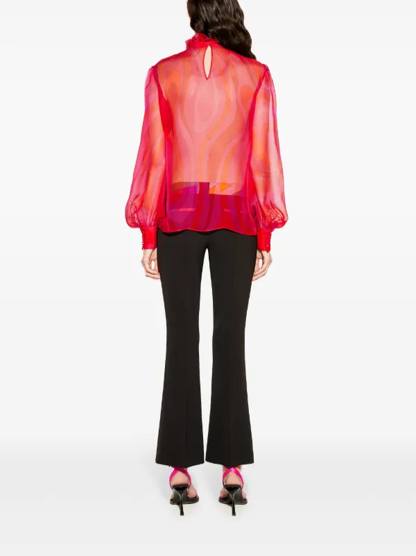 Acka original sheer flare blouse pink（Sheer Pink Organza