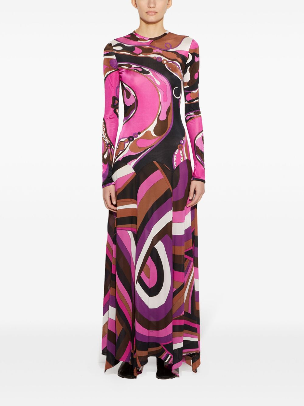 PUCCI Orchidee en Iride-prints maxi-dress - Roze