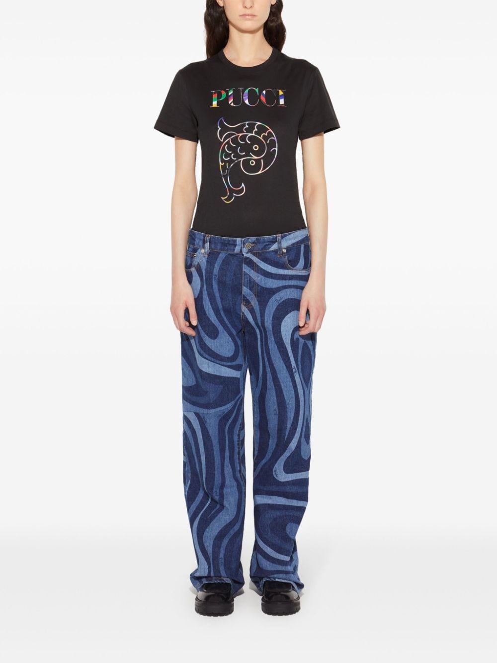 PUCCI Katoenen T-shirt met logoprint - Zwart