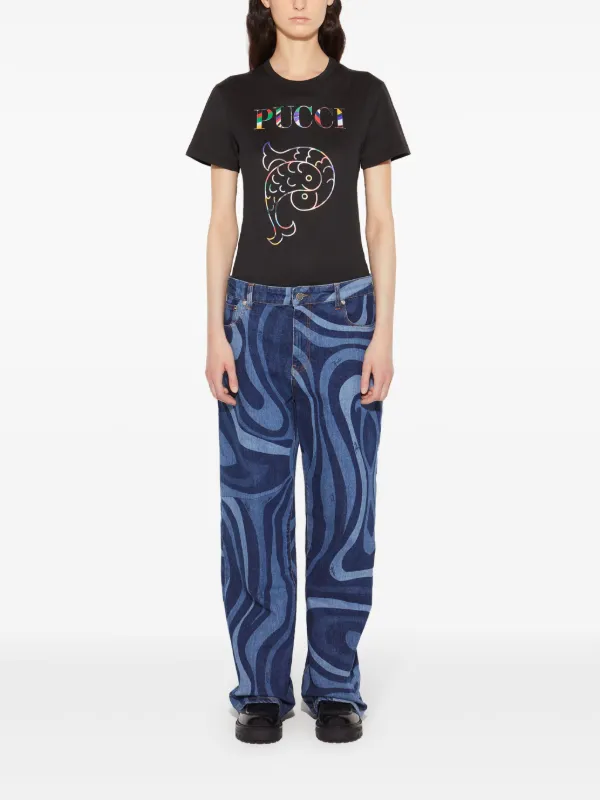 PUCCI logo-print Cotton T-shirt | Black | FARFETCH