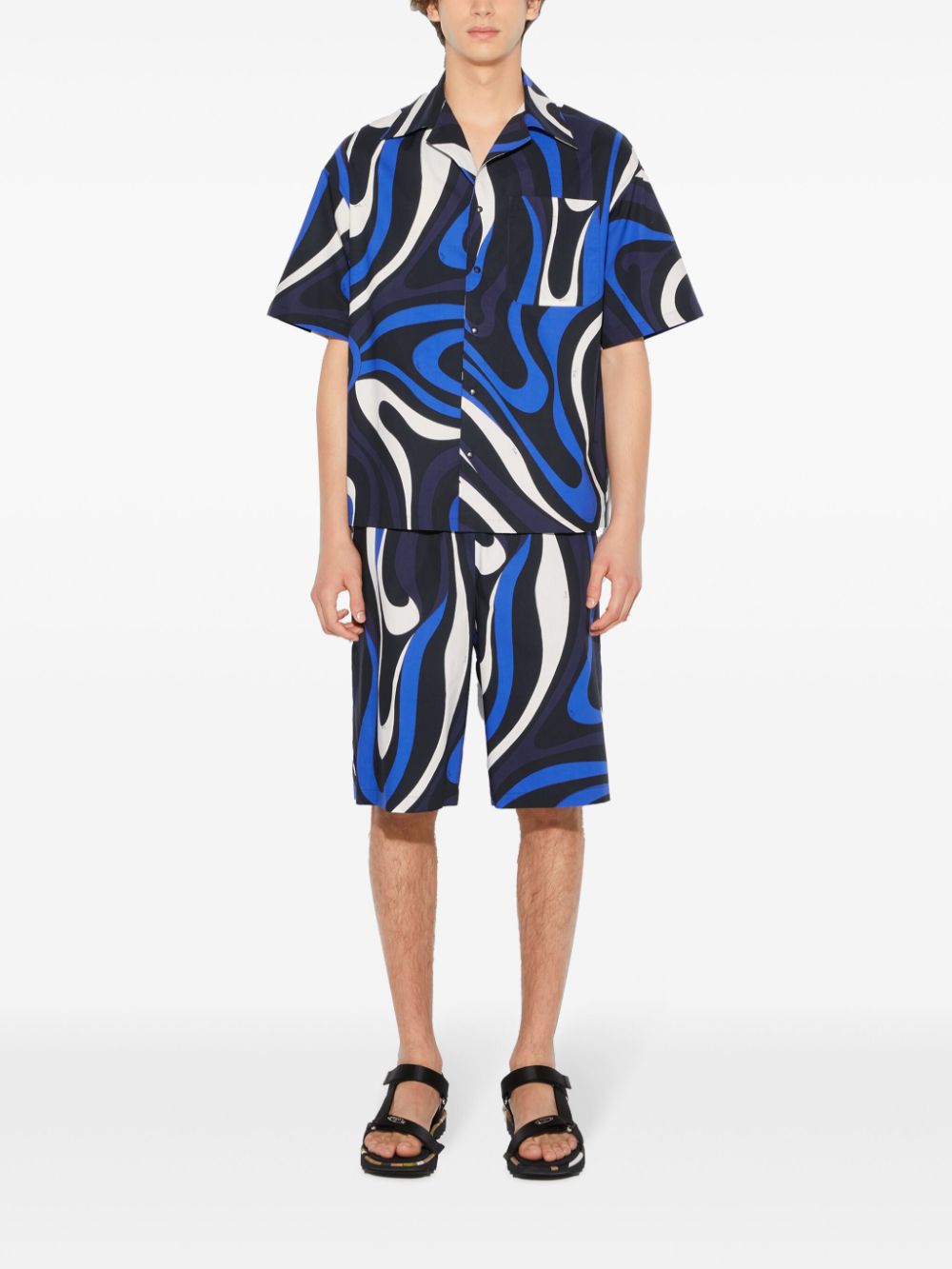 PUCCI Marmo-print cotton shorts - Blauw