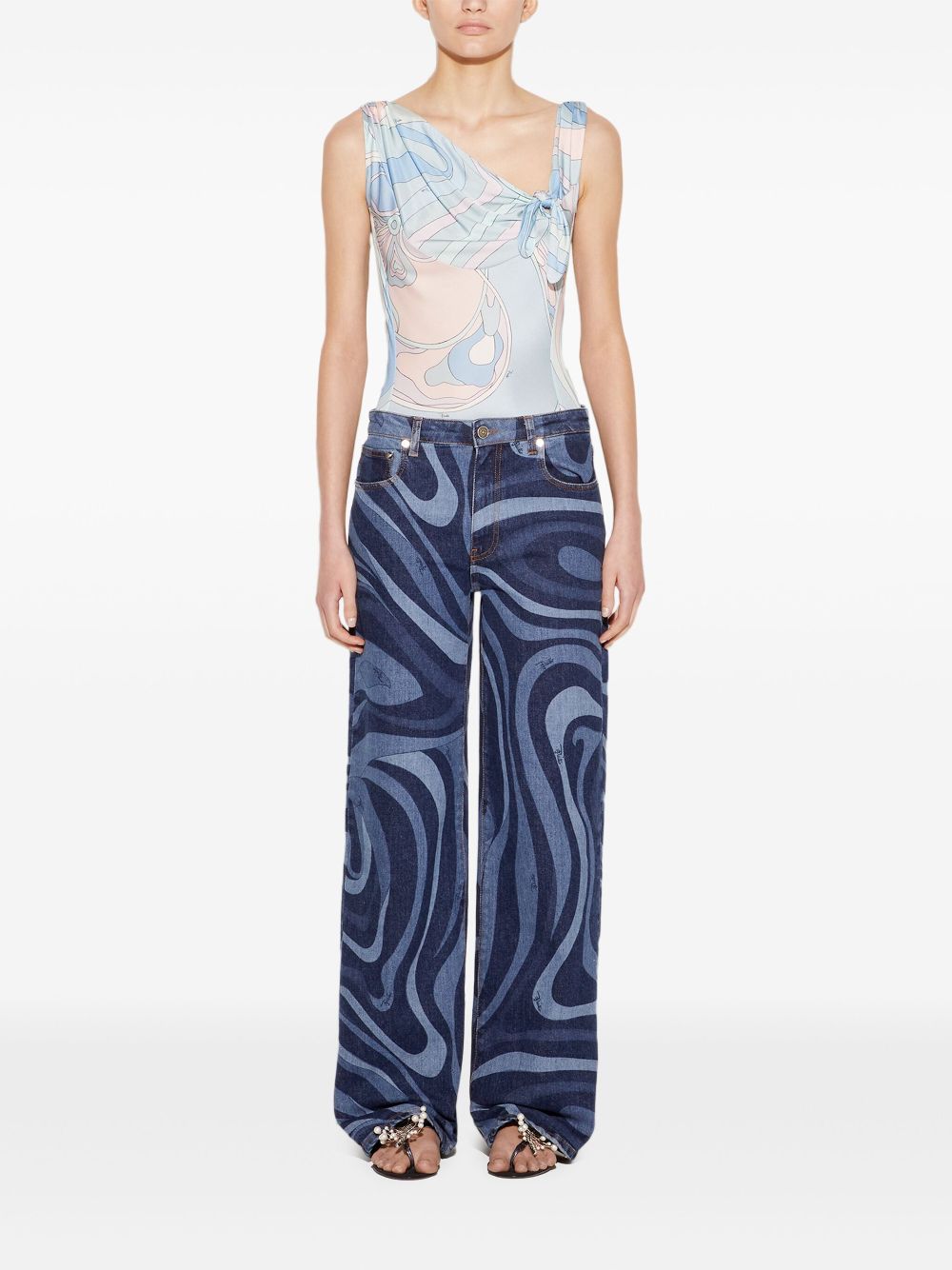 PUCCI Top met orchidee-print - Blauw