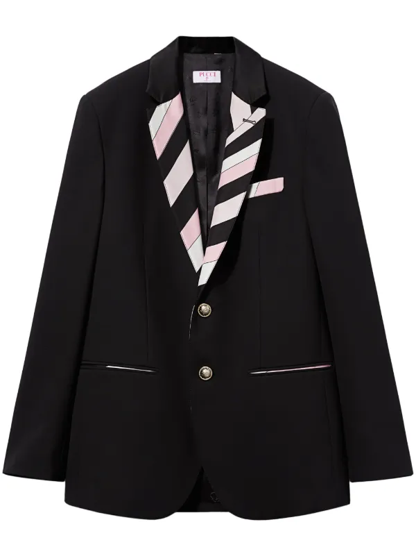【送料&関税込】Pucci Virgin Wool Jacket PUCCI single-breasted Jacket | Black | FARFETCH