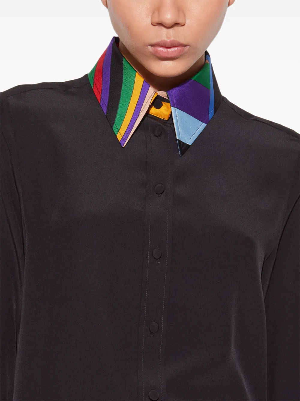 PUCCI Zijden blouse met abstracte print Zwart