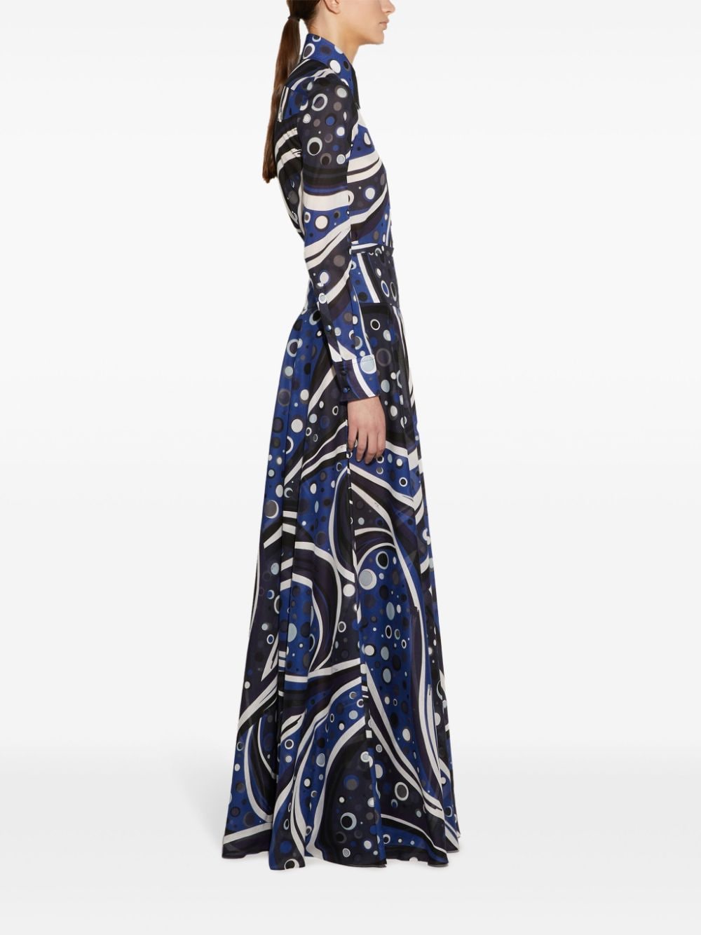 Shop Pucci Fontane-print Cotton Skirt In Blue