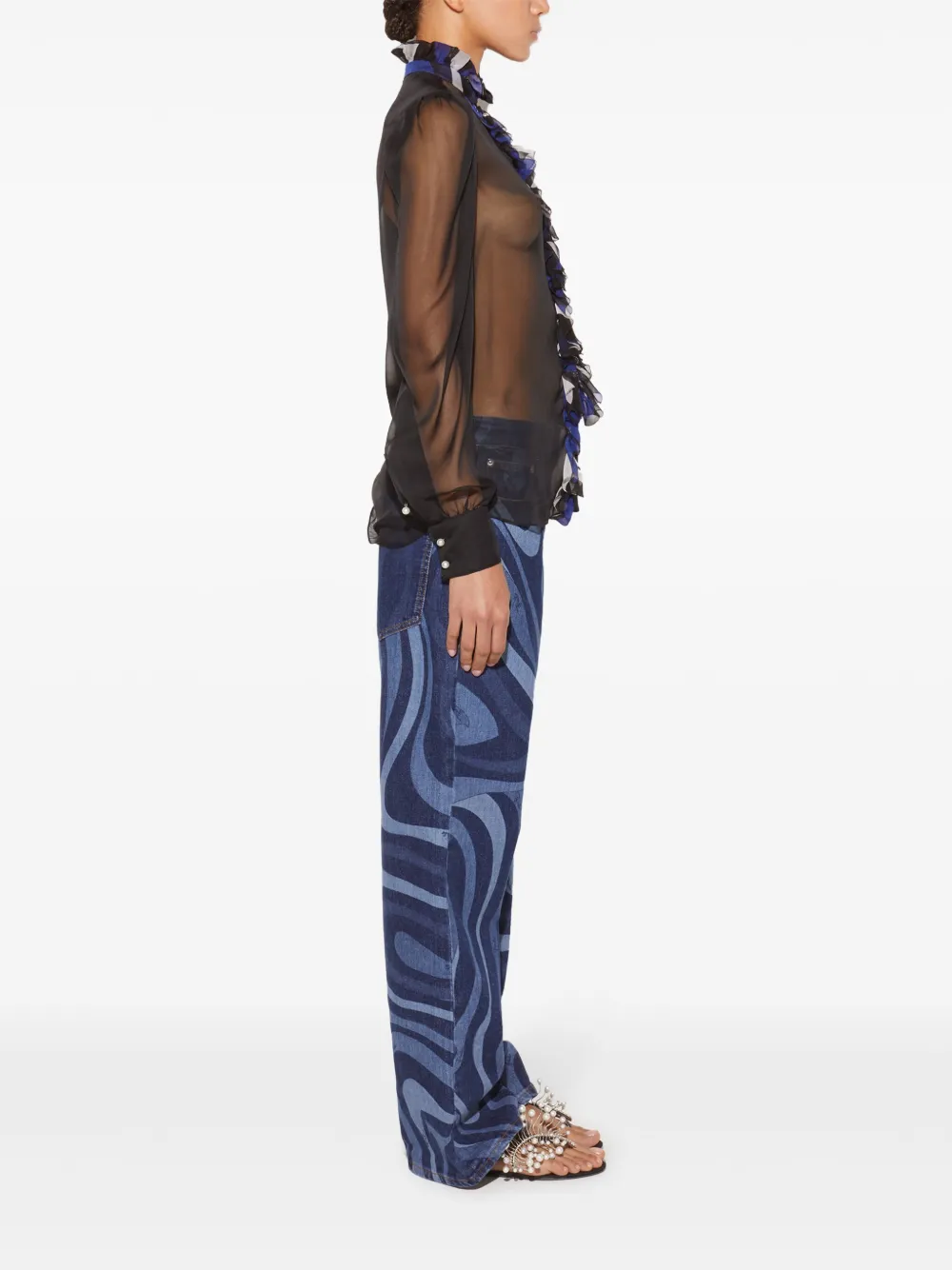 PUCCI Blouse met ruches Zwart