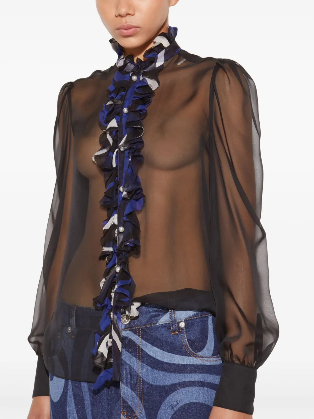PUCCI Blouse met ruches Zwart