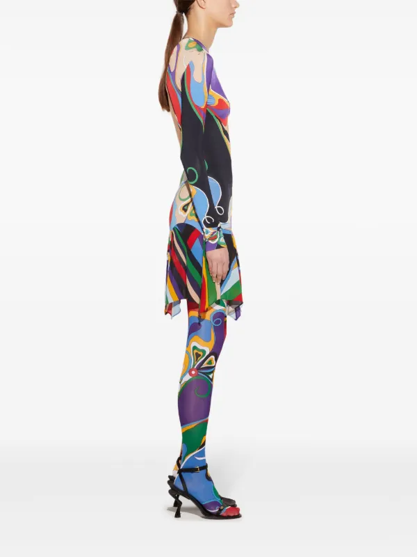 Pucci - Orchidee Print Mini Dress - for Woman - Size: 38 - Violet Purple & Red - in Viscose - Parade Collection