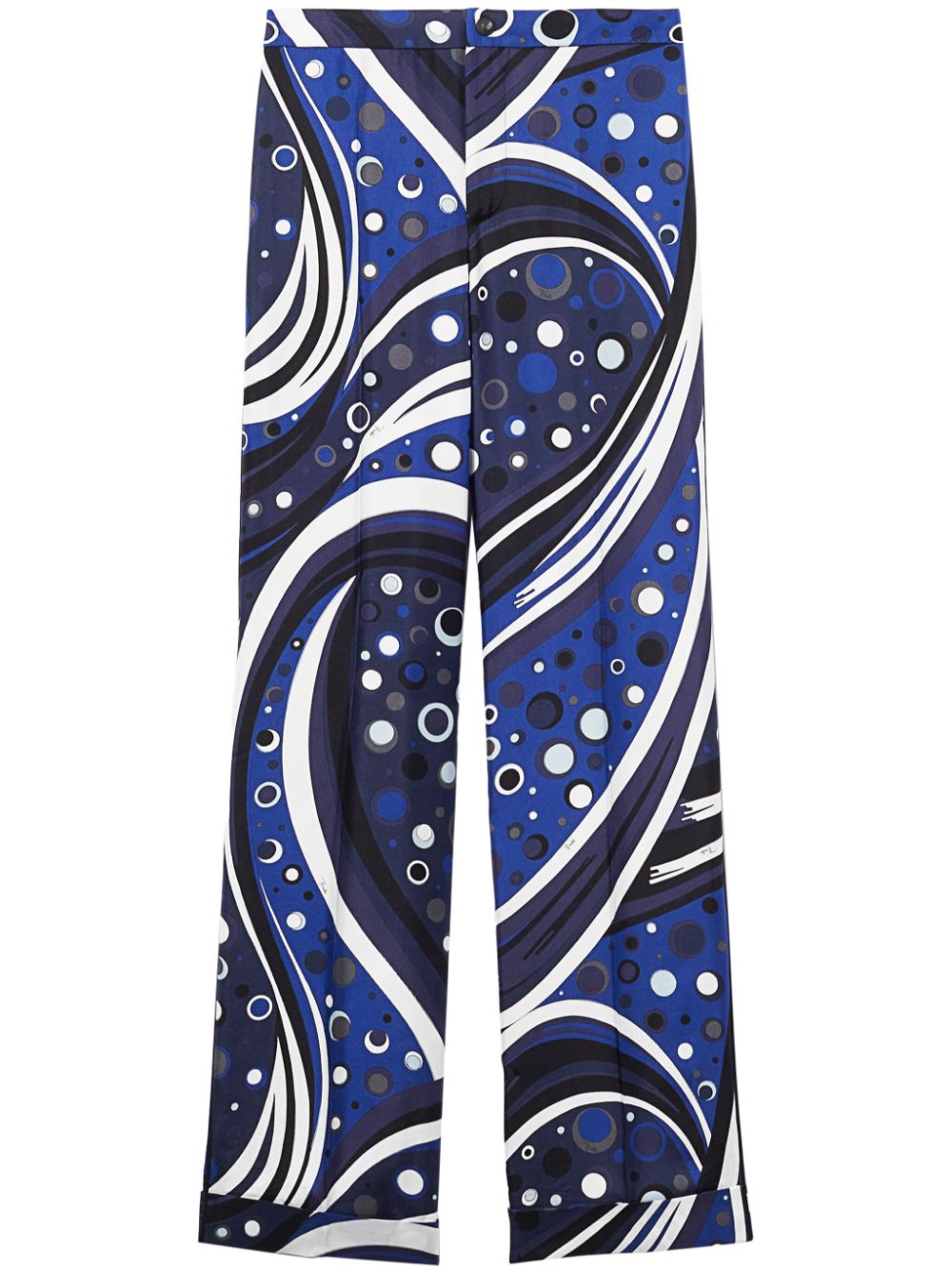 PUCCI Zijden broek met Fontane print Blauw