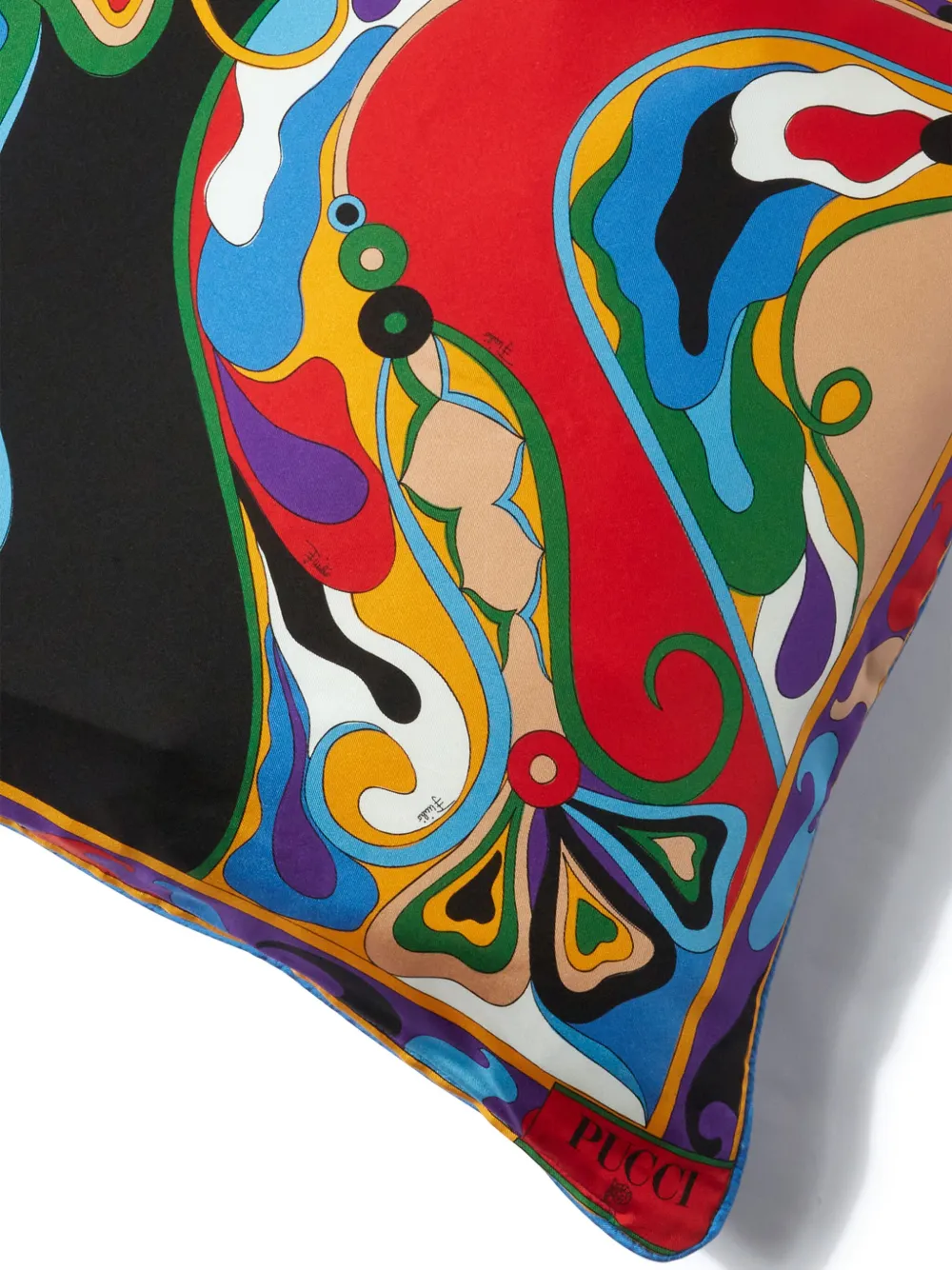 Pucci Orchidee-print Silk Cushion In Green