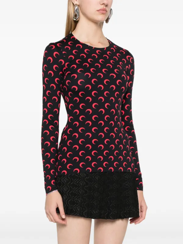 Marine Serre moon-print Jersey T-shirt | Black | FARFETCH NO