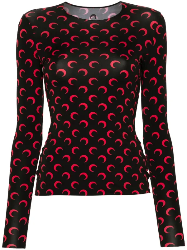 ☆MARINE SERRE☆ ロゴ 長袖Tシャツ ＝2色＝ MARINE SERRE ブラック