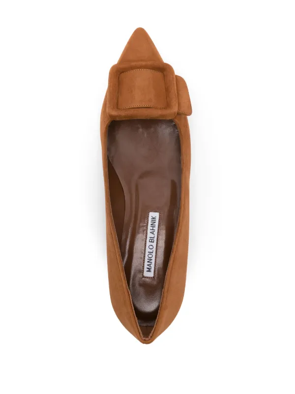 送料関税込み Manolo Blahnik Maysale スエードフラットシューズ Manolo Blahnik Maysale フラットパンプス | ブラウン | FARFETCH JP