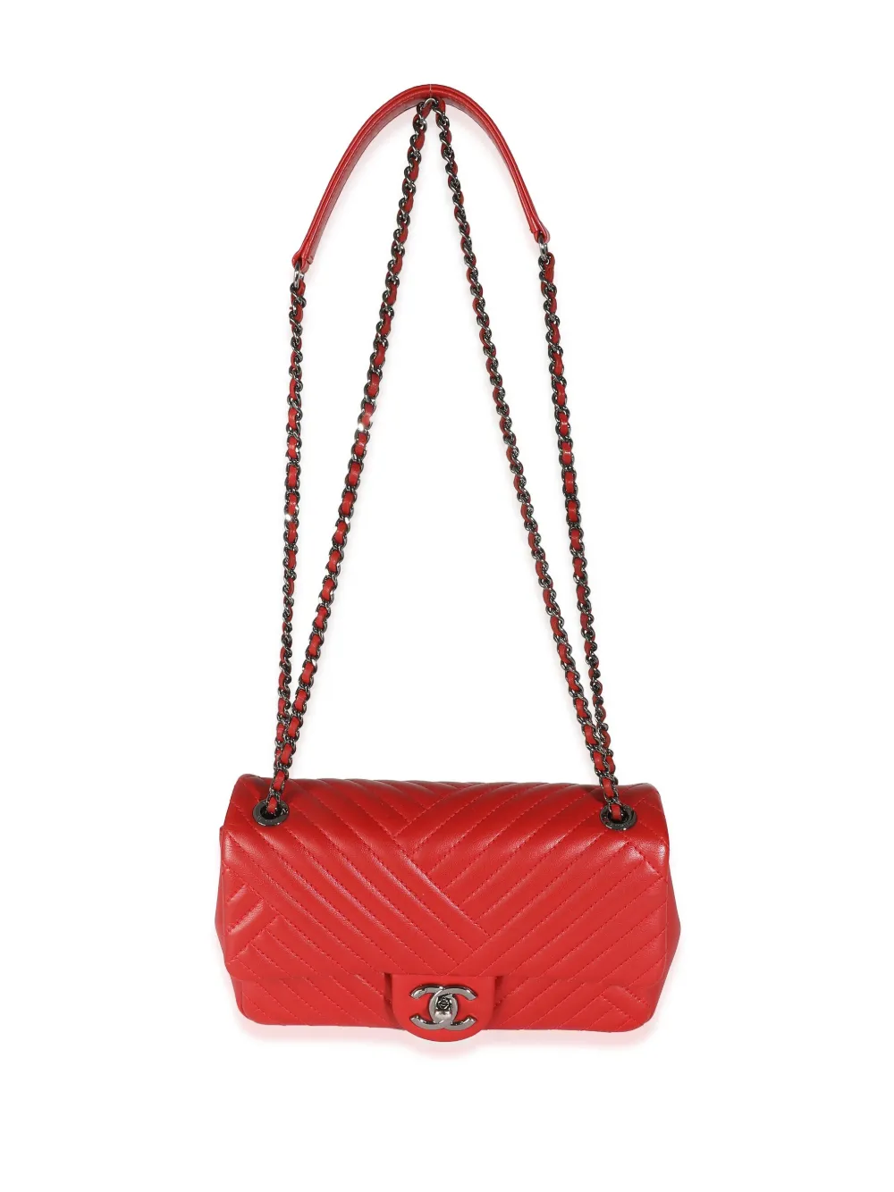 Pre-owned Chanel 2015-2016 Small Classic Flap Shoulder Bag In Red