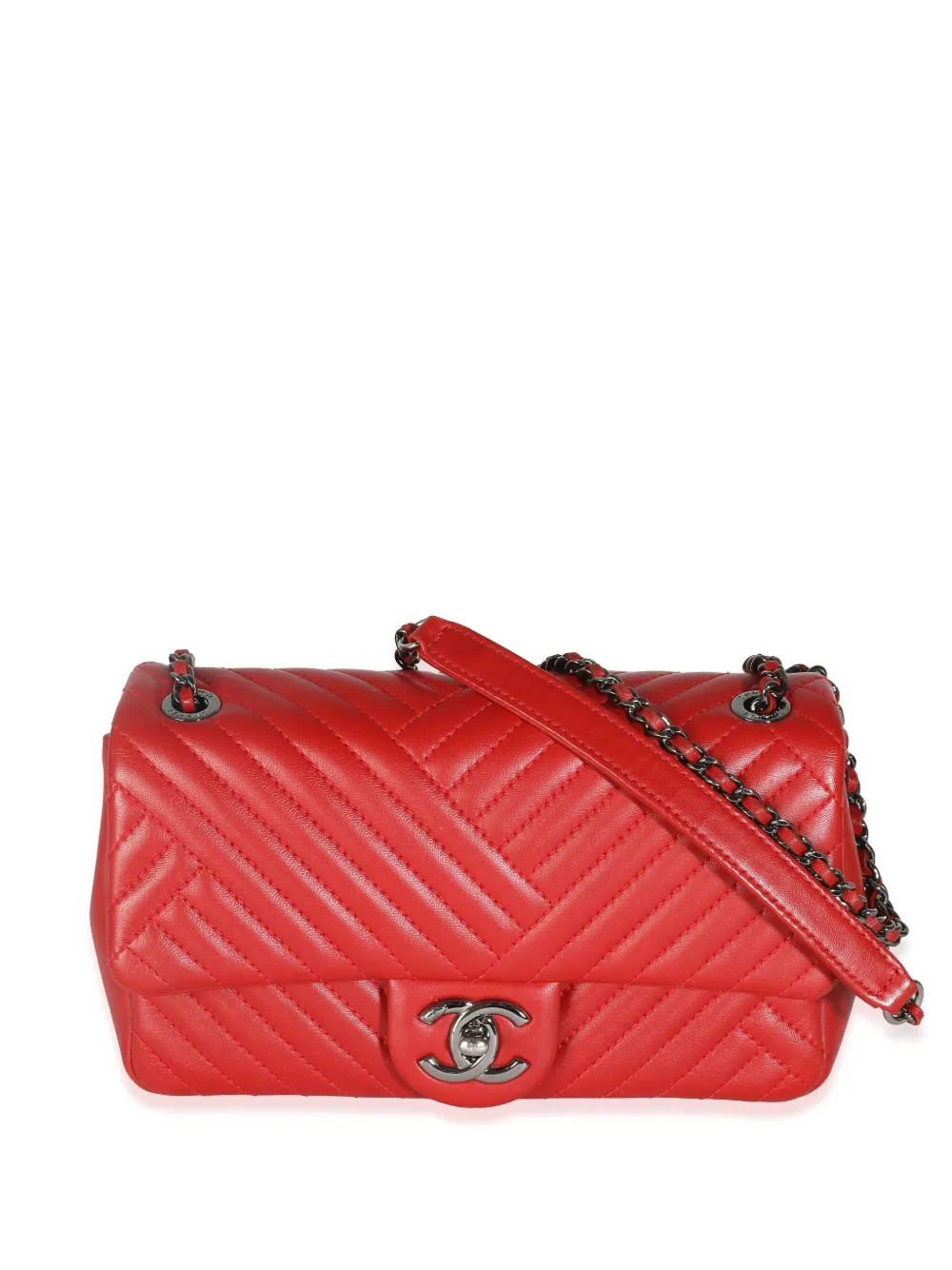 Pre-owned Chanel 2015-2016 Small Classic Flap Shoulder Bag In Red
