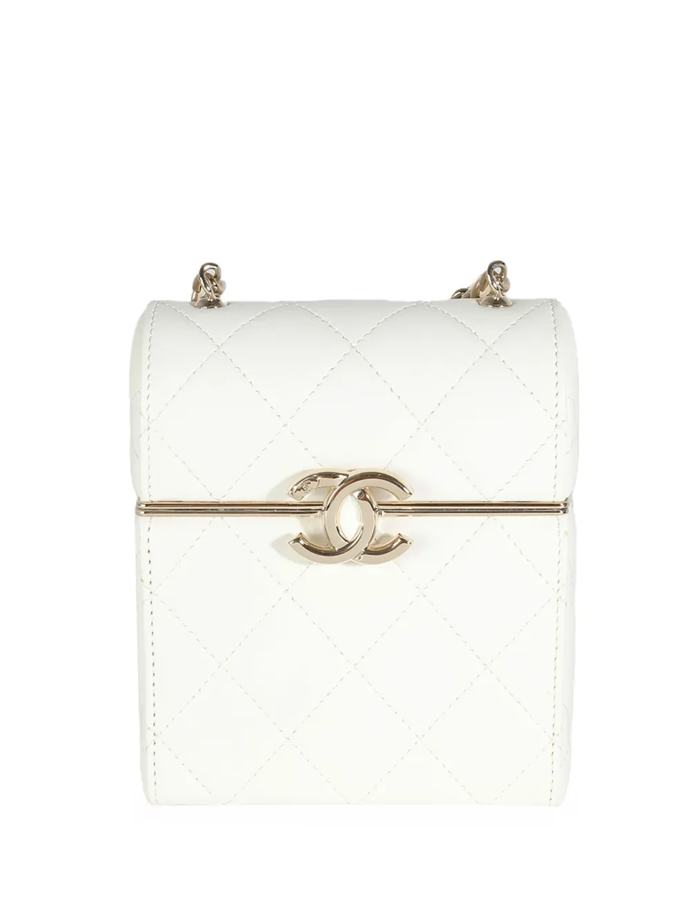 CHANEL Pre-Owned 2022 mini diamond-quilted box clutch bag | White | Image 1