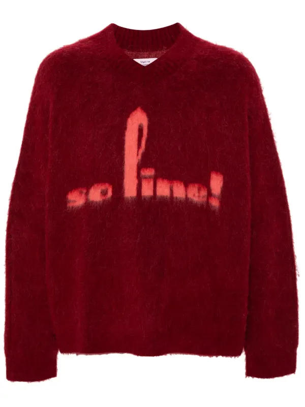 Martine Rose Brushed V-neck Sweater | Red | FARFETCH