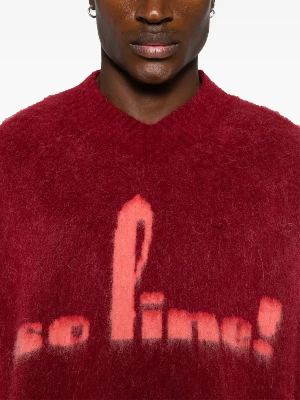 Martine Rose Brushed Mohair V-Neck Jumper - Burgundy Red