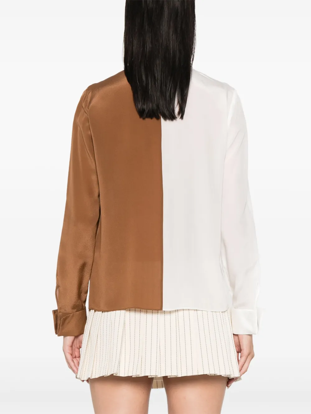 Alice And Olivia Alice + Olivia Willa Colorblock Silk Button-up Shirt In Weiss
