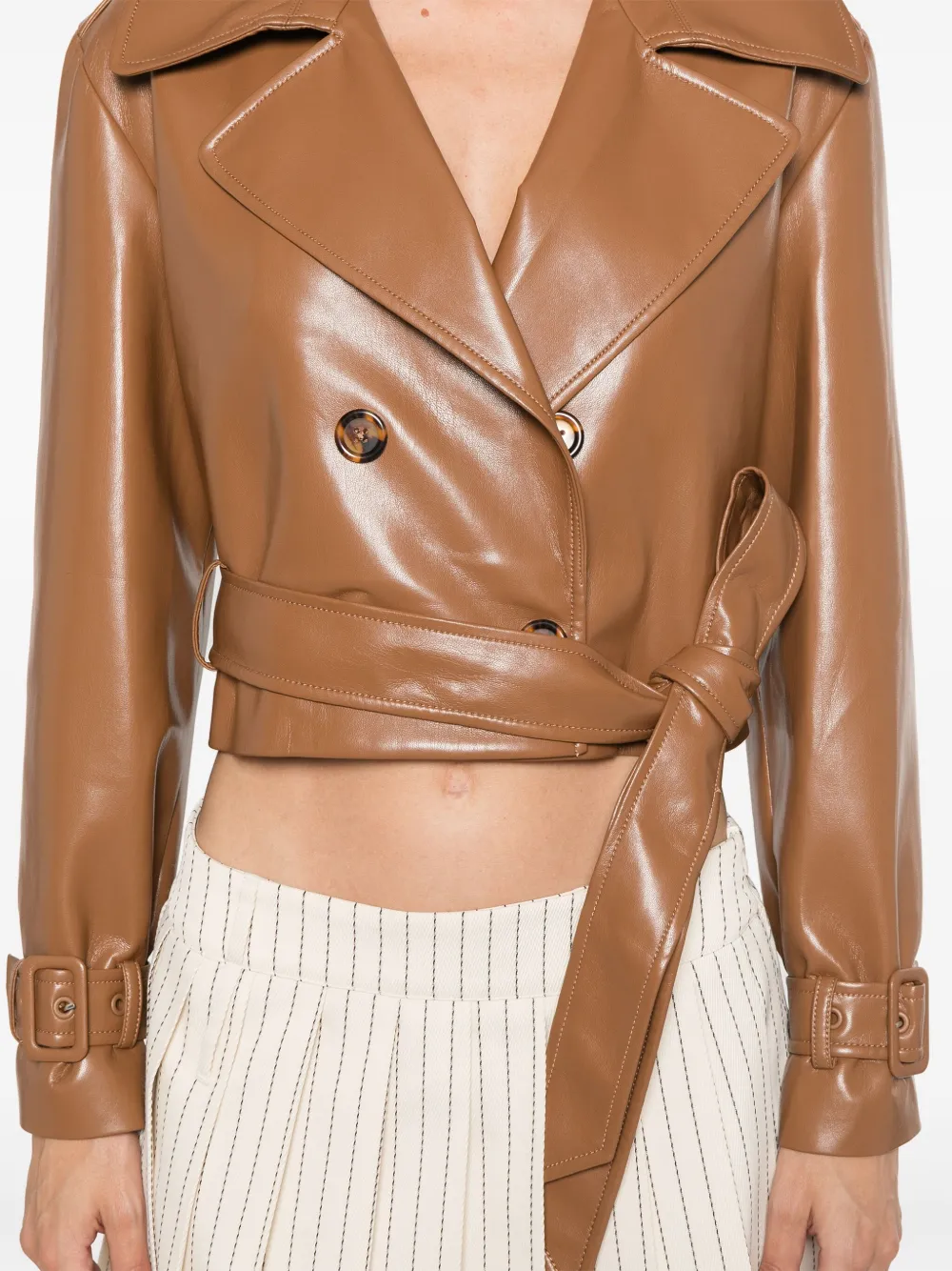 Shop Alice And Olivia Belted Jacket In Brown