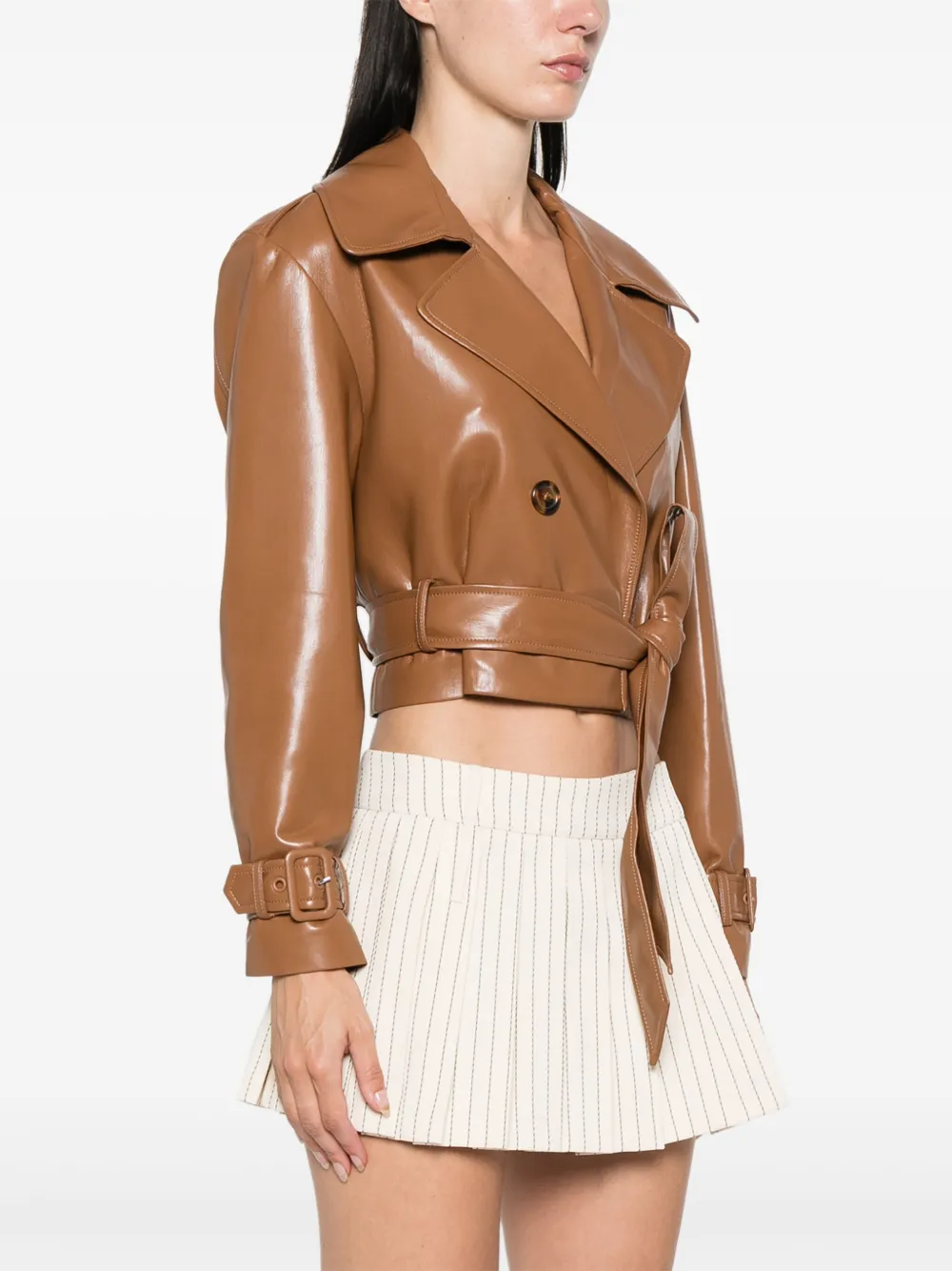 Shop Alice And Olivia Belted Jacket In Brown
