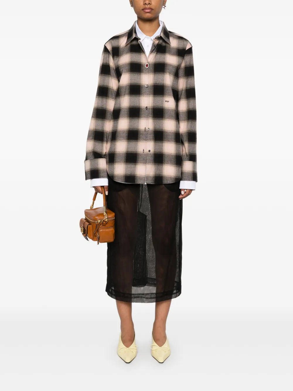 Nº21 Blouse met kristallen knopen - Zwart