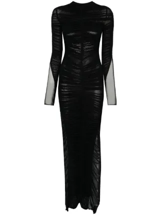 Mugler Ruched Maxi Dress | Black | FARFETCH