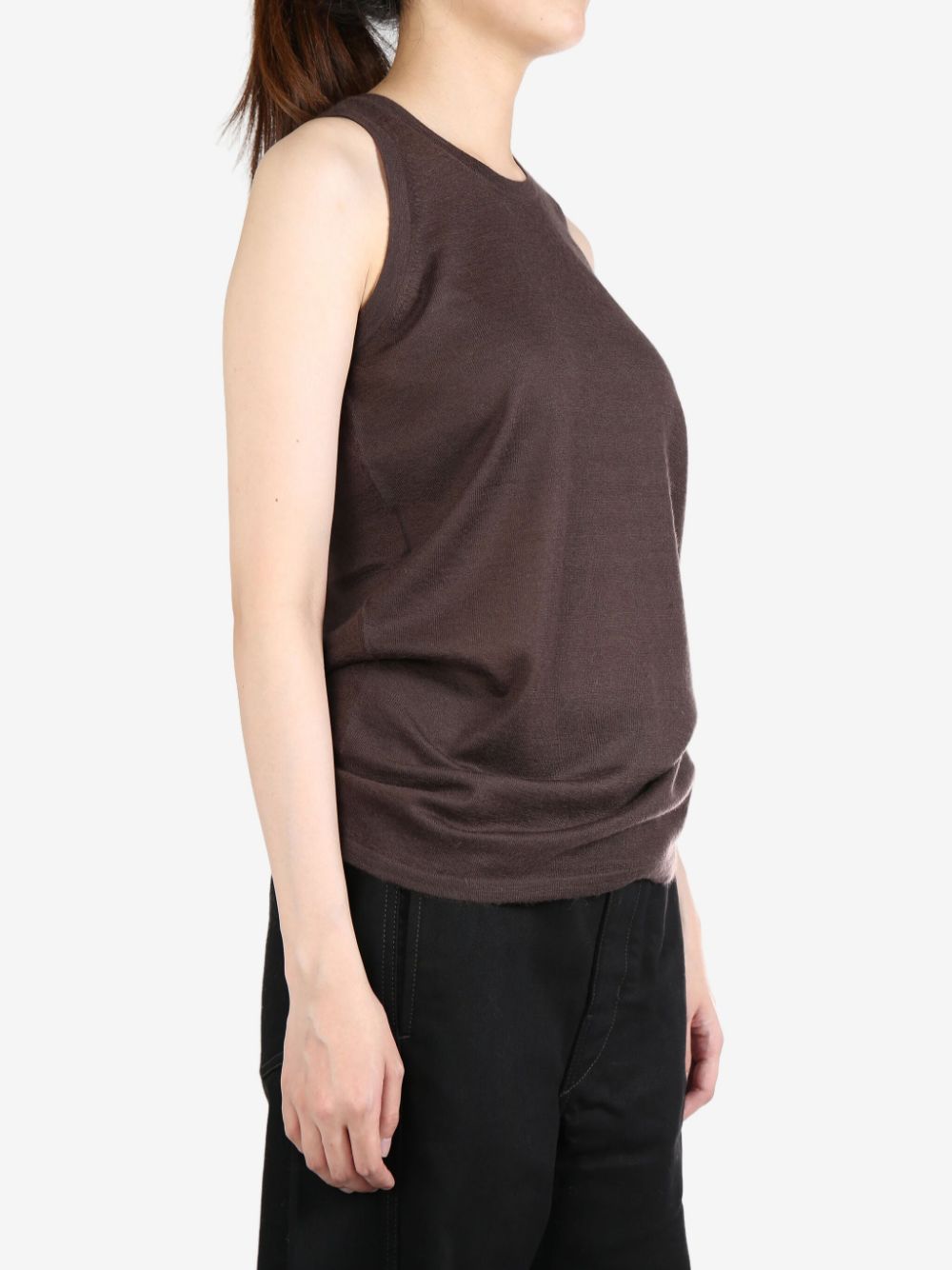 Shop Frenckenberger Cashmere Racerbank Tank Top In Brown