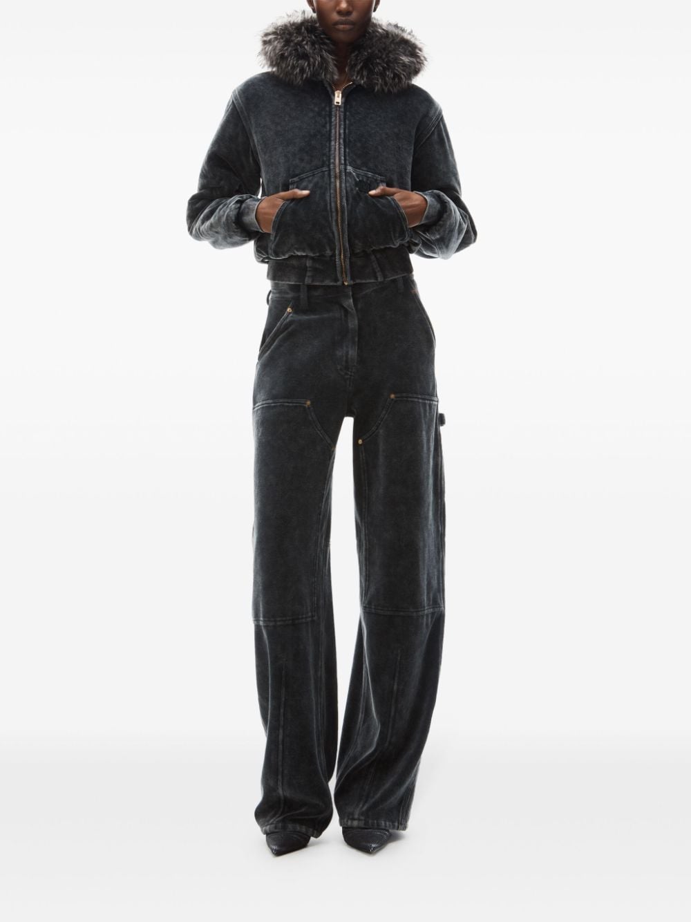 Alexander Wang velour high-waisted trousers - Zwart