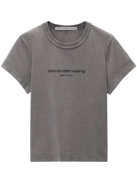 Affordable Alexander Wang logo-applique shrunken T-shirt Women