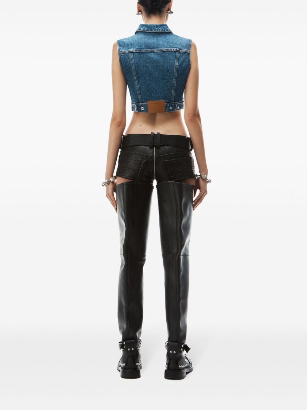 Shop Alexander Wang Trucker Vest Denim Jacket In Blue